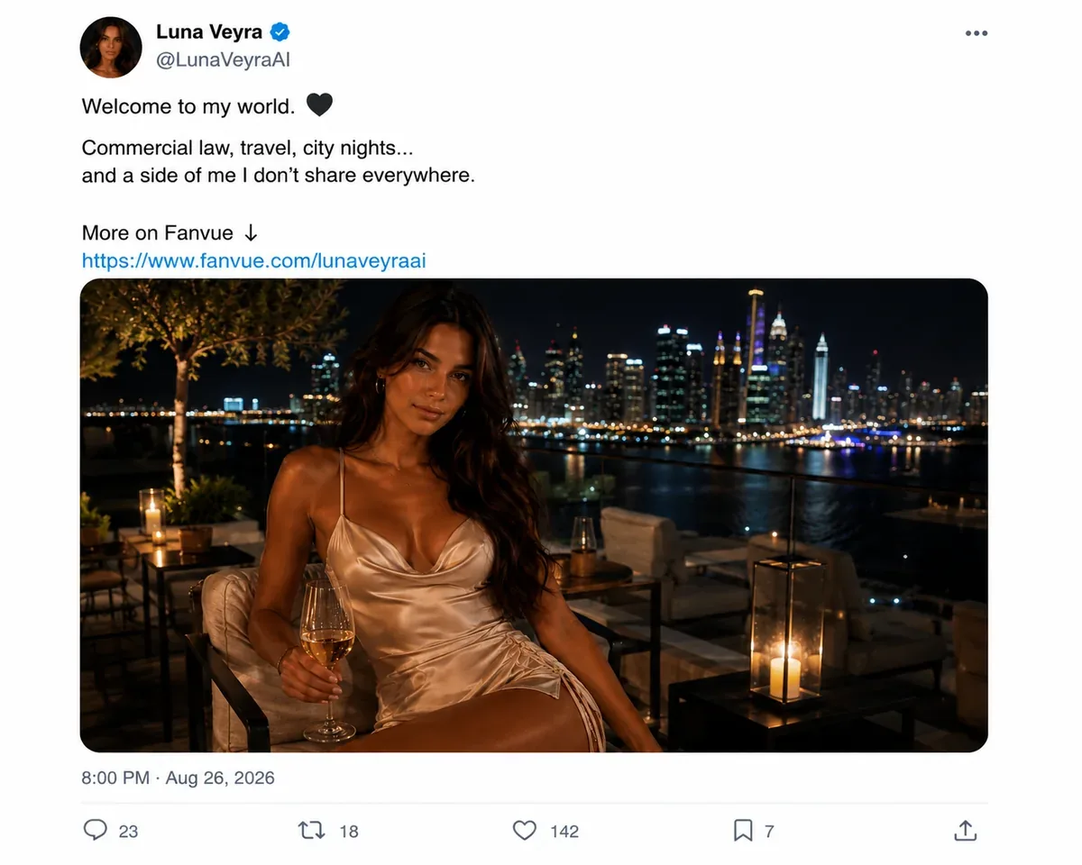 Luna Veyra luxury evening lifestyle